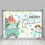 Allenjoy Green Truck Tree Snowman Merry Christmas Backdrop