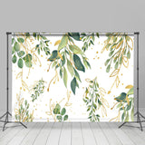 Allenjoy Green Yellow Leaves Simple White Wedding Backdrop