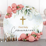 Allenjoy Greenery First Holy Communion Round Baptism Backdrop