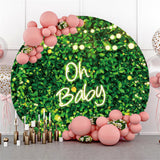 Allenjoy Greenery Leaves Spring Round Baby Shower Backdrop