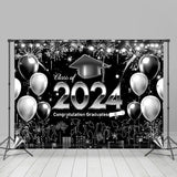 Allenjoy Grey Black Balloons City Night Graduation Backdrop