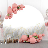 Allenjoy Grey Golden Leaves White Round Birthday Backdrop