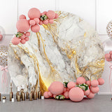 Allenjoy Grey Golden Marble Abstract Round Birthday Backdrop