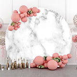 Allenjoy Grey Marble Texture White Round Birthday Backdrop