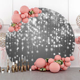 Allenjoy Grey Shine String Circle Birthday Backdrop Cover