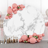 Allenjoy Grey White Simple Marble Round Birthday Backdrop