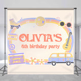 Allenjoy Groovy Custom Name Birthday Party Backdrop Kids