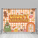 Allenjoy Groovy Yellow Cute Cartoon Merry Christmas Backdrop