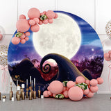 Allenjoy Halloween Moon Night Purple Circle Backdrop Cover