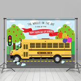 Allenjoy Happy 100Th Day Of School Yellow Bus Tree Backdrop