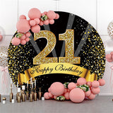 Allenjoy Happy 21St Birthday Gold Ribbon Round Backdrops