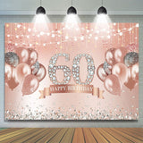 Allenjoy Happy 60Th Birthday Pink Balloon Diamonds Giltter Backdrop