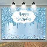 Allenjoy Happy Birthday Blue Glitter Diamonds Party Backdrop