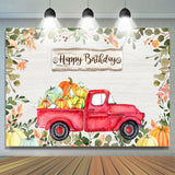 Allenjoy Happy Birthday Greeny Cartoon Pumpkins Red Car Backdrop