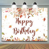 Allenjoy Happy Birthday Red And Yellow Leaves Birthday Backdrop