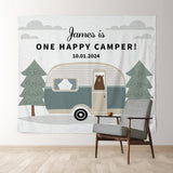 Allenjoy Happy Camper Bear Grey Custom 1St Birthday Backdrop