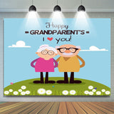 Allenjoy Happy Grandparents Grass Land Love Holiday Backdrop