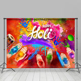 Allenjoy Happy Hole Colorful Paints Kids Hand Party Backdrop