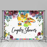 Allenjoy Hat And Drinks Theme Floral White Couples Shower Backdrop