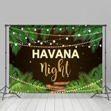 Allenjoy Havana Night Green Leaves Backdrop For Dance Party