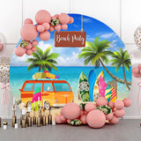 Allenjoy Hawaii Coconut Summer Beach Party Round Backdrop