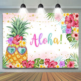 Allenjoy Hawaii Floral Pineapple Gold Dot Party Backdrop