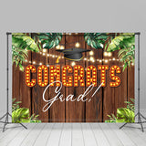 Allenjoy Hawaii Leaves Night Wooden Congrats Grad Backdrop