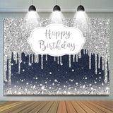 Allenjoy Haze Blue And Silver Bokeh Happy Birthday Backdrop