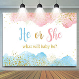 Allenjoy He Or She Glitter Blue Pink Gender Reveal Backdrop