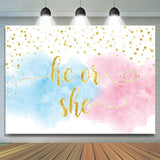 Allenjoy He Or She Gold Diamond Foggy Gender Reveal Backdrop