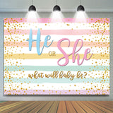 Allenjoy He Or She Gold Glitter Baby Shower Backdrop Banner