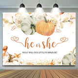 Allenjoy He Or She Pumpkin Floral Gender Reveal Backdrop