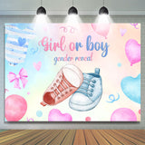 Allenjoy Heart Balloon Shoe Gender Reveal Baby Shower Backdrop