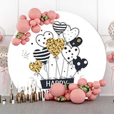 Allenjoy Heart Balloon Stripe Star Round Anniversary Backdrop