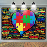 Allenjoy Heart Puzzle Autism Awareness Day Party Backdrop