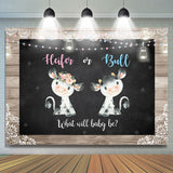 Allenjoy Heifer Or Bull Black Lace Wooden Baby Shower Party Backdrop