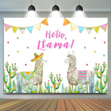 Allenjoy Hello Ltama Alpaca And Cactus Backdrop For Childen