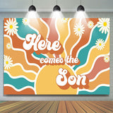 Allenjoy Here Comes The Son Wave Pattern Baby Shower Backdrop