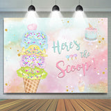 Allenjoy Heres The Scoop Ice Cream Balls Cake Birthday Backdrop