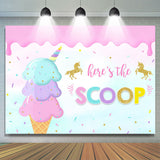 Allenjoy Heres The Scoop Ice Cream Balls Sweet Birthday Backdrop