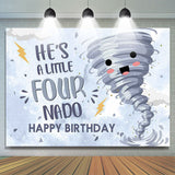 Allenjoy Hes A Little Fournado Happy 4Th Birthday Backdrop