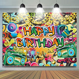 Allenjoy Hip Hop Happy Birthday Backdrop For Party Decoration