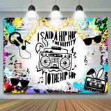 Allenjoy Hip Hop Radio Graffiti Style Happy Birthday Backdrop