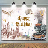 Allenjoy Hogwarts Style Mystical Happy Birthday Backdrop