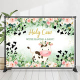 Allenjoy Holy Cow Green Plant Floral Baby Shower Backdrop