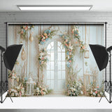 Allenjoy Holy Pure White Door Flower Wedding Photo Backdrop