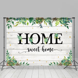 Allenjoy Home Sweet Home Green Leaves Housewarming Bakcdrop