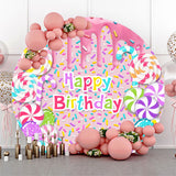 Allenjoy Honey Candy Lollipop Circle Happy Birthday Backdrop