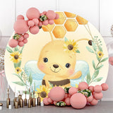 Allenjoy Honeybee And Sunflower Circle Baby Shower Backdrop