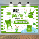 Allenjoy Hop Toadally Cute Green Frog Birthday Party Backdrop